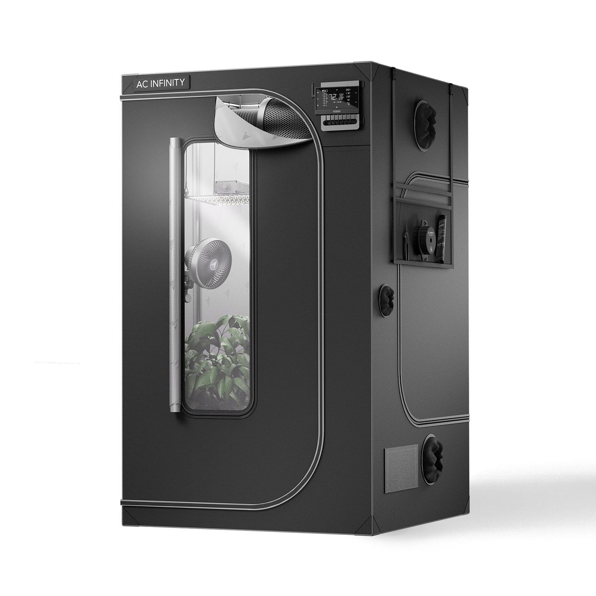AC Infinity CLOUDLAB 844 4x4 grow tent standing open, used to compare grow tent sizes for a home grow