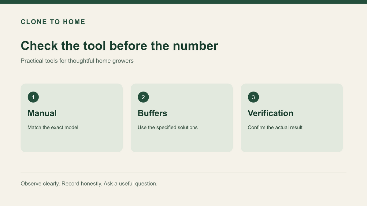 An instrument checklist labeled Manual, Buffers and Verification.