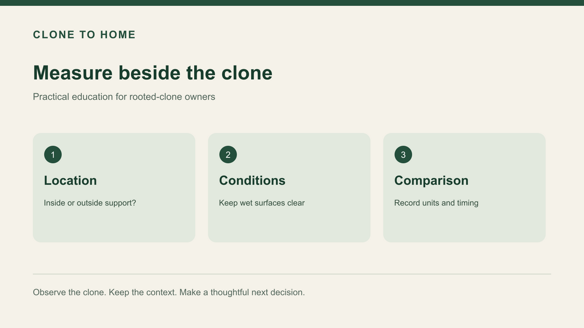 Three-panel measure beside the clone diagram labeled Location, Conditions, Comparison.