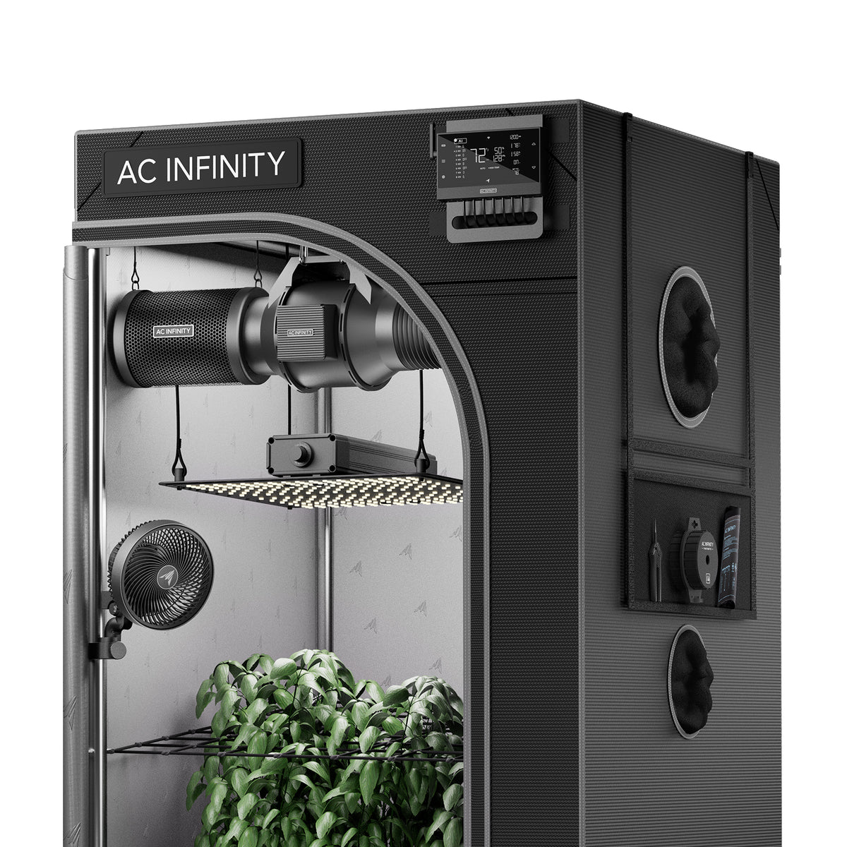 AI Grow Tent System Compact 2x2, Integrated Controls with Dynamic AI, 1-Plant Kit