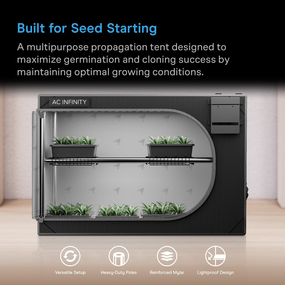 CLOUDLAB Advance Propagation Grow Tent, Support Bars and Shelf Racks 24" x 24" x 36"
