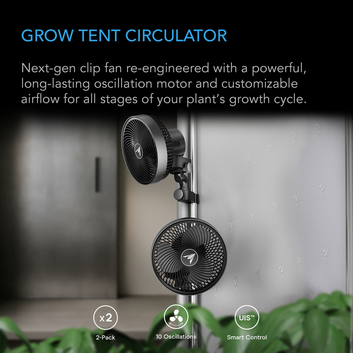 CLOUDRAY S6 2-Pack, Grow Tent Clip Fan 6" with 10 Speeds and Dynamic Wind