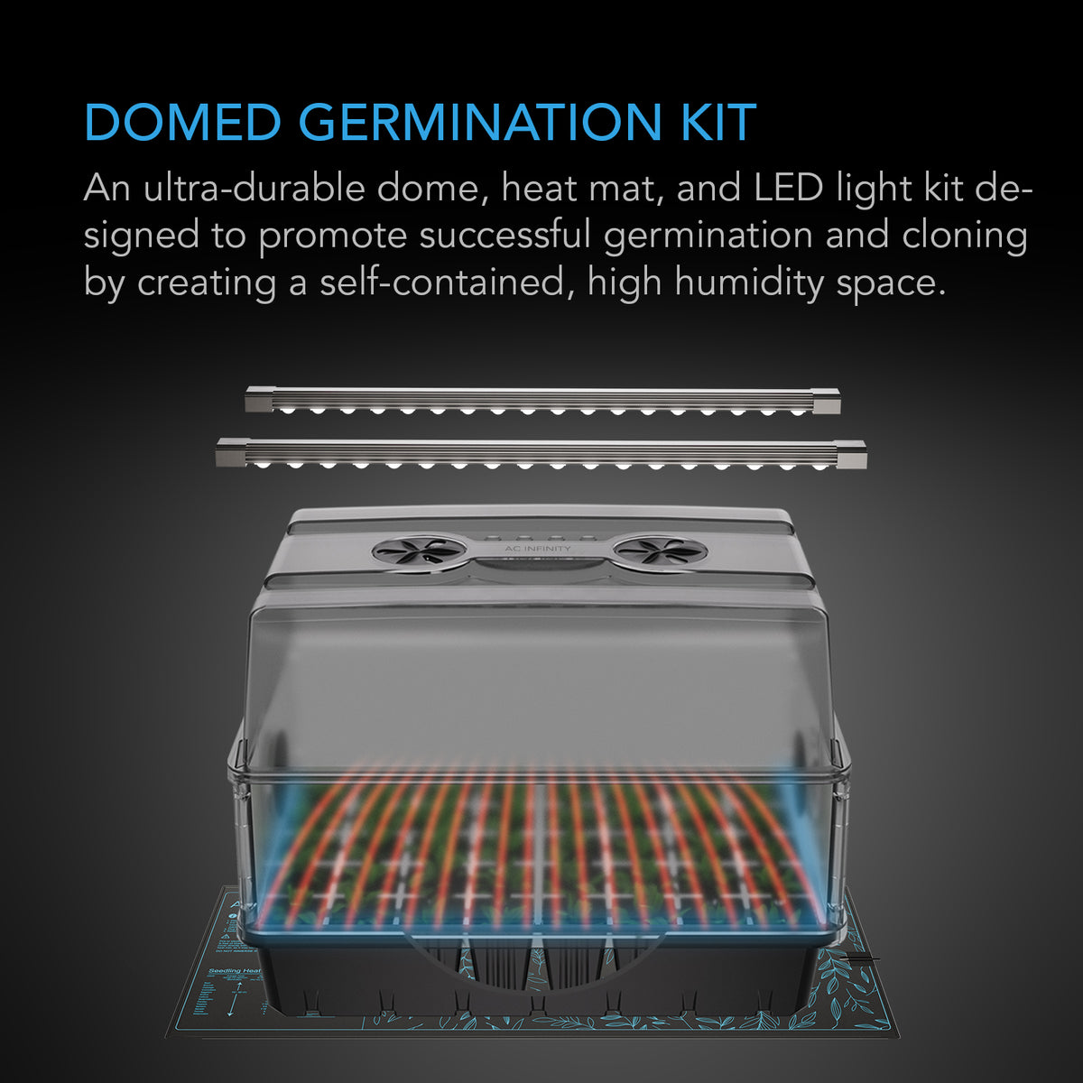 Heavy-Duty Humidity Dome 5x8 Kit with LED Lighting and Heating Mat