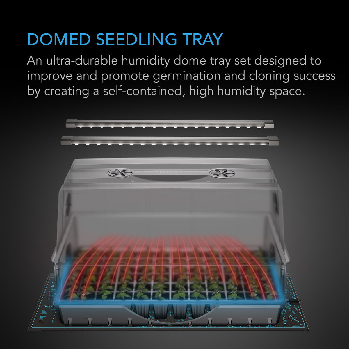 Heavy-Duty Humidity Dome 6x12 Kit with LED Lighting and Heating Mat