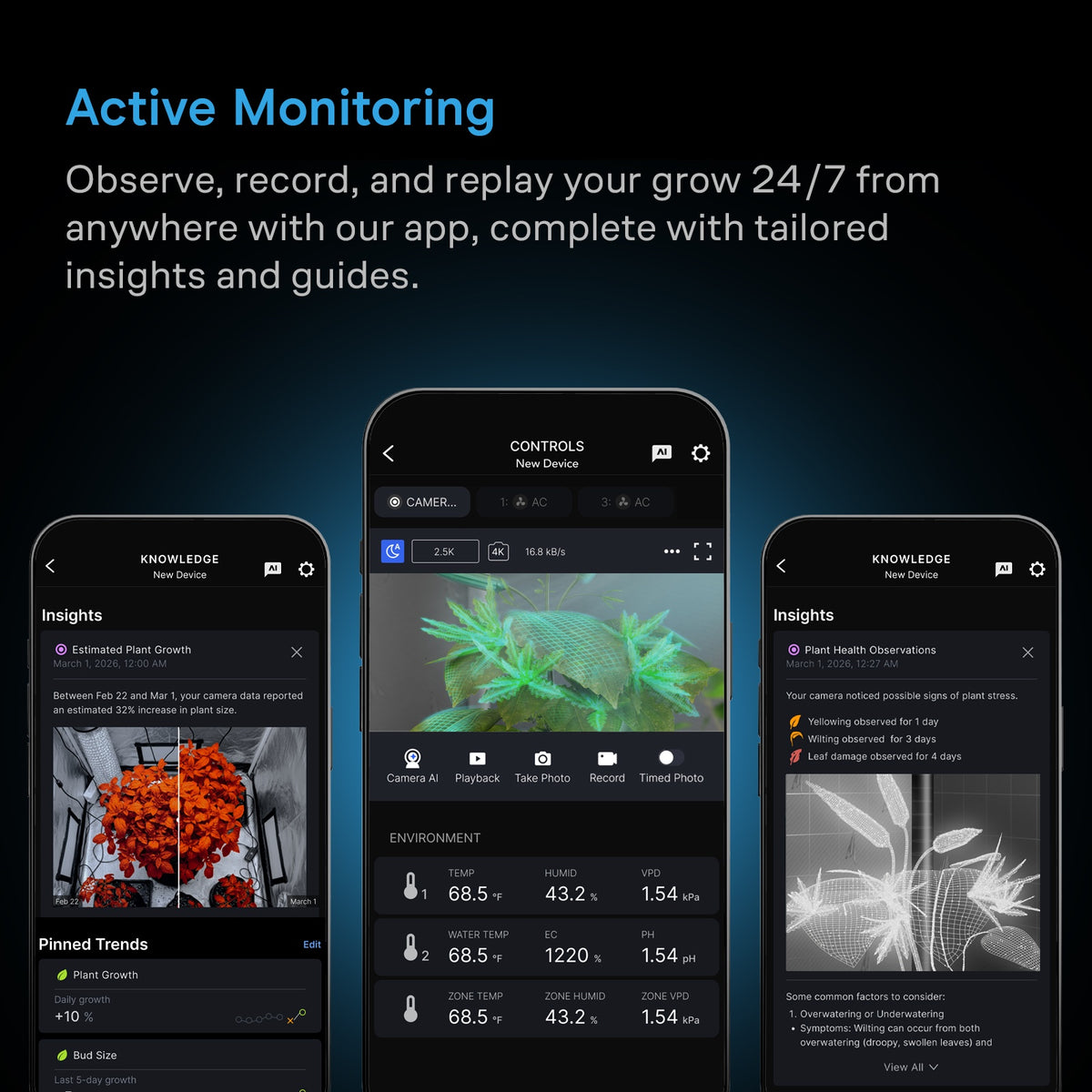 SPECTRON 3, AI-Powered Grow Camera 4K, Advanced Plant Health and Growth Monitoring
