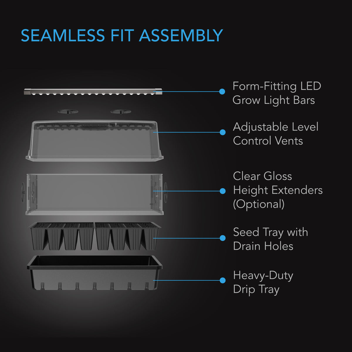 Heavy-Duty Humidity Dome 5x8 Kit with LED Lighting