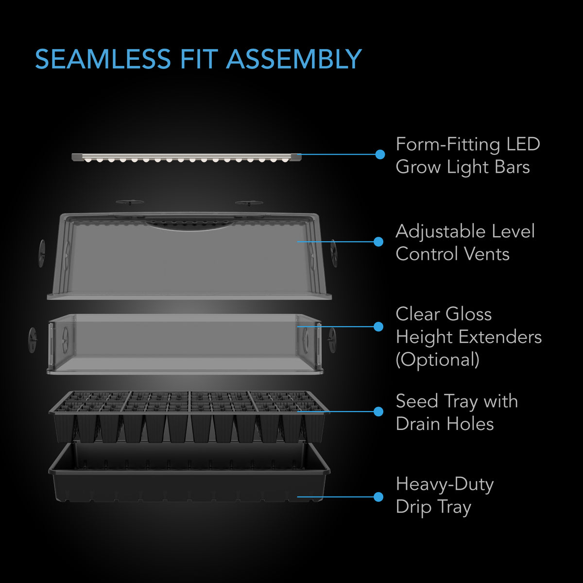 Heavy-Duty Humidity Dome 6x12 Kit with LED Lighting