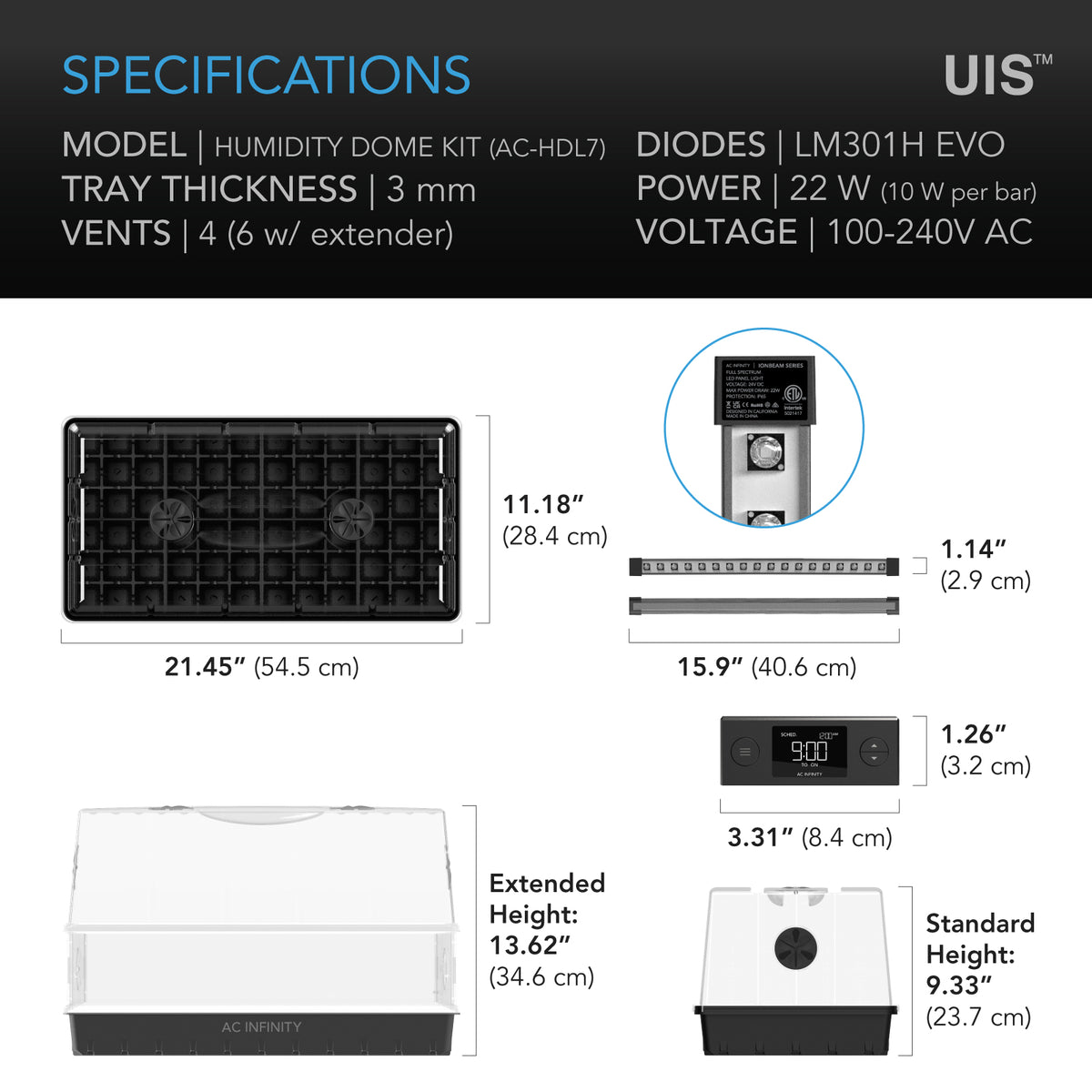 Heavy-Duty Humidity Dome 6x12 Kit with LED Lighting