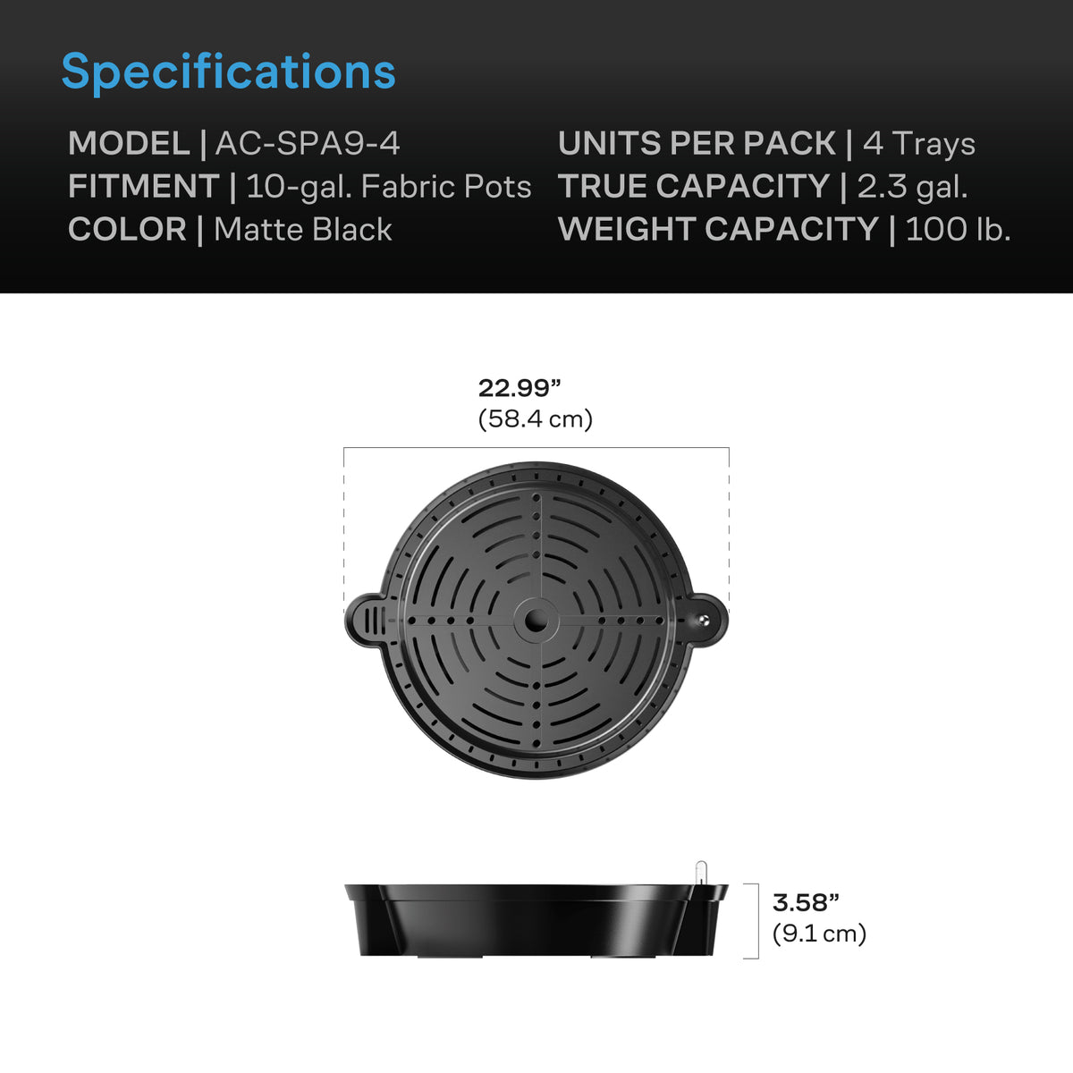 Self-Watering Fabric Pot Base XL, 4-Pack