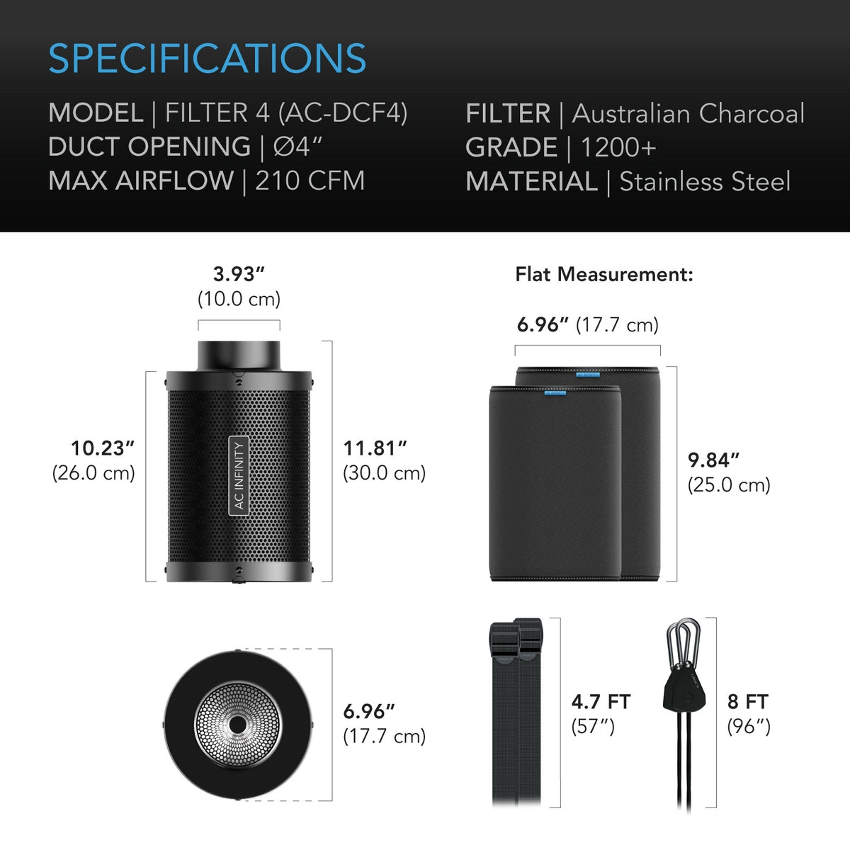 Duct Carbon Filter 4" with Australian Charcoal