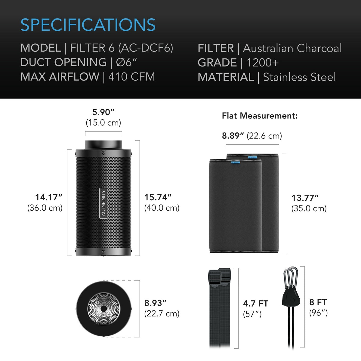 Duct Carbon Filter 6" with Australian Charcoal